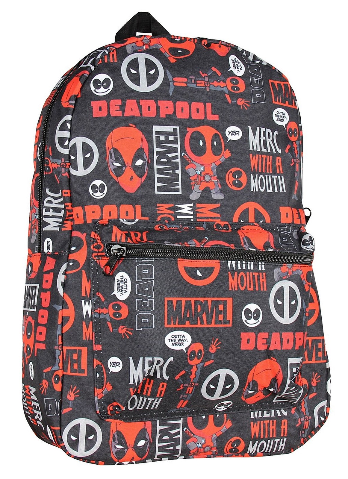 Marvel Deadpool Backpack Merc With A Mouth Verbiage All Over Print Laptop Tra...