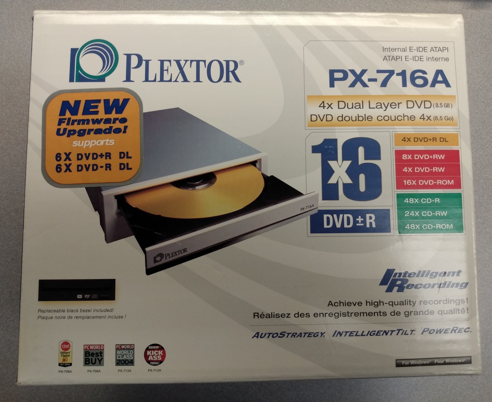 Plextor PX-716A Internal IDE DVD+RW DL CD-RW Drive with Box & Accessories