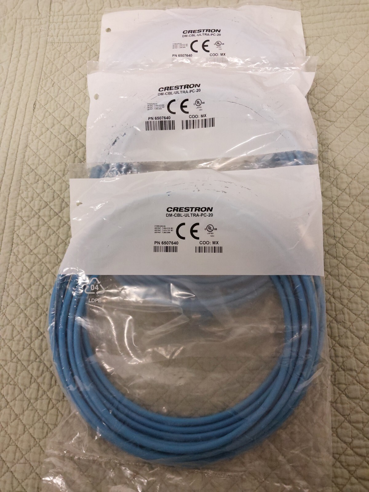 Crestron DM-CBL-ULTRA-PC-20 DigitalMedia Ultra Patch Cable 6507640 (Lot of 3)