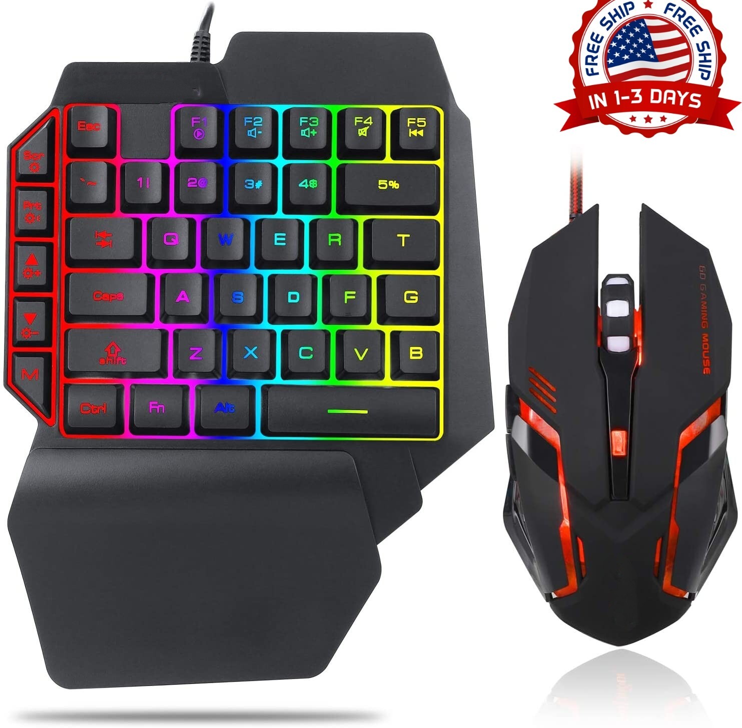 Teclado y raton combo para ps4 Xbox One PC computadora gamer teclado de una mano