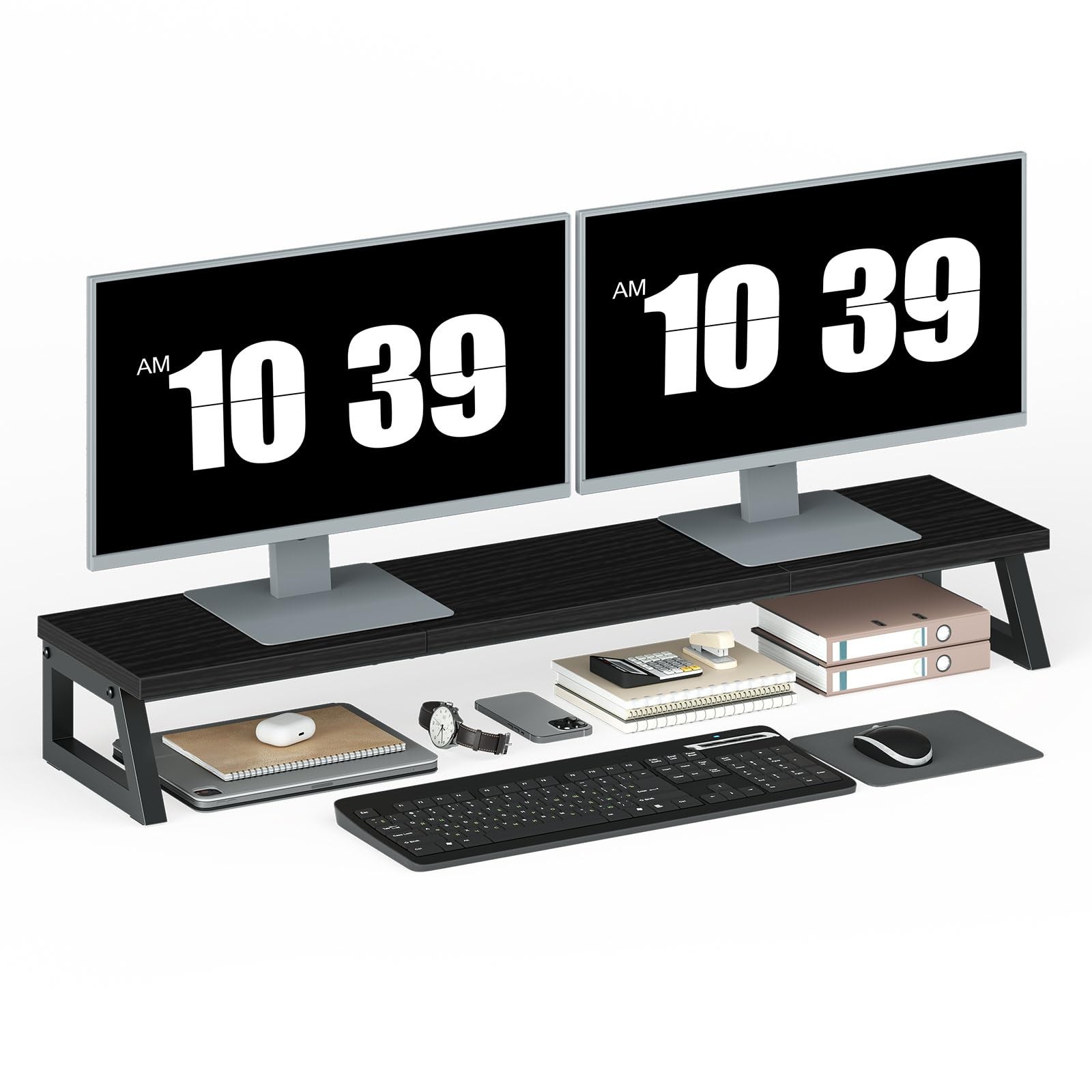 HOOBRO Dual Monitor Stand Riser, 39 Inch Large Computer 4.9"H, Black