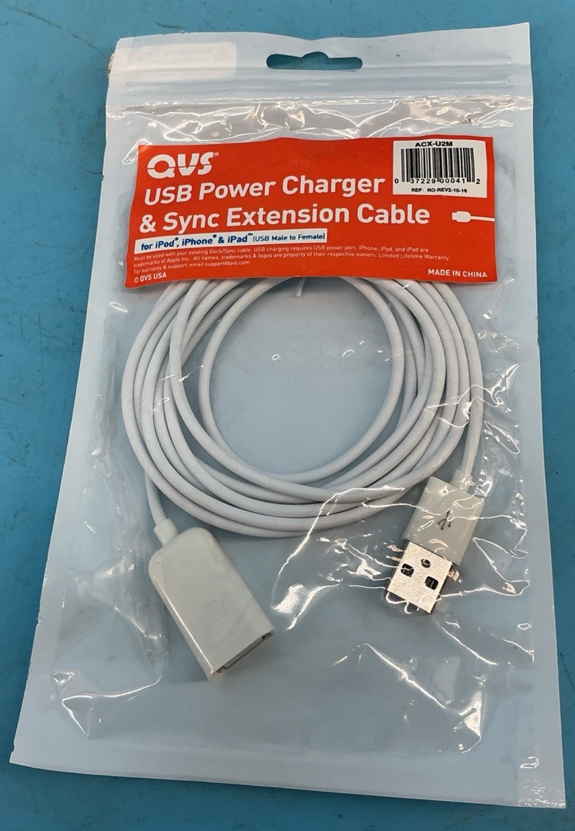 QVS USB Power Charger & Sync Extension Cable 6.5ft.  (Type A Male to Female)
