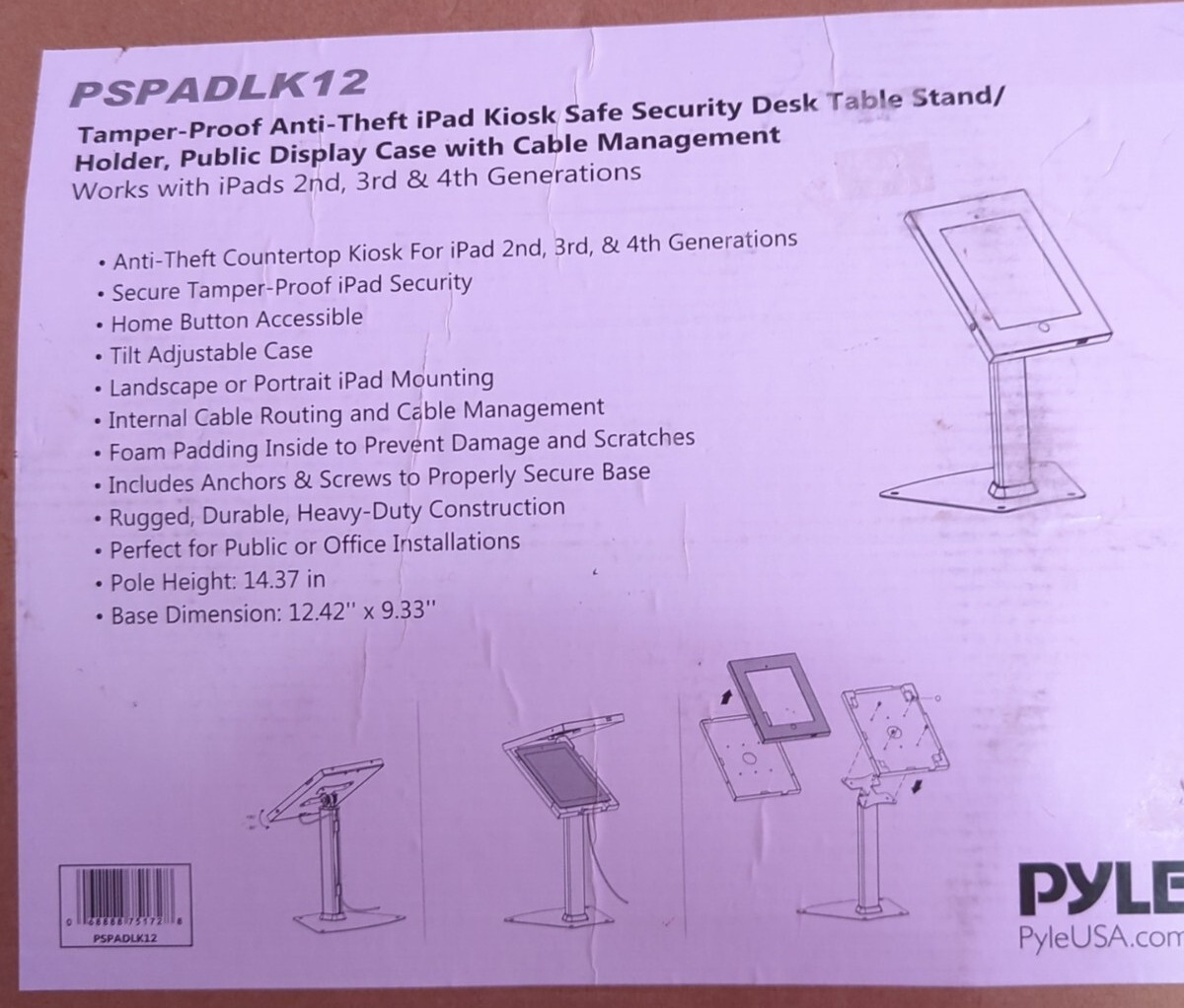 Pyle  Anti-Theft iPad Kiosk Safe PSPADLK12 Security Desk Stand and Display Case
