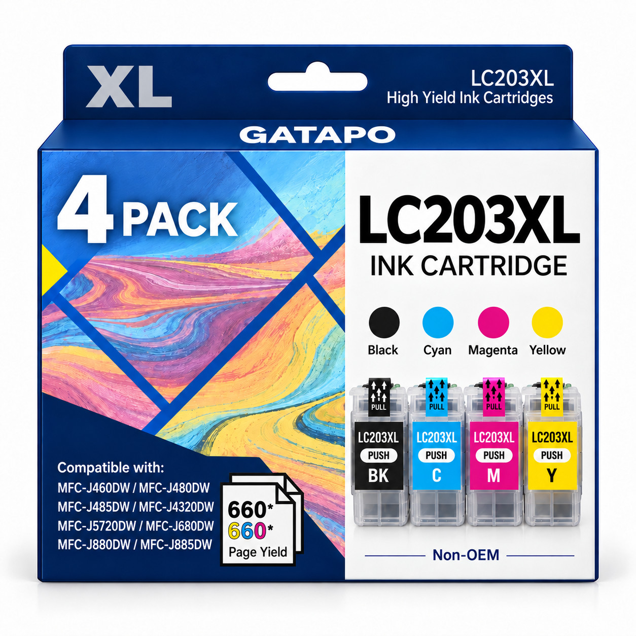 LC203XL Ink Cartridges 4PK Combo Set for Brother MFC-J4320DW J5720DW J885DW