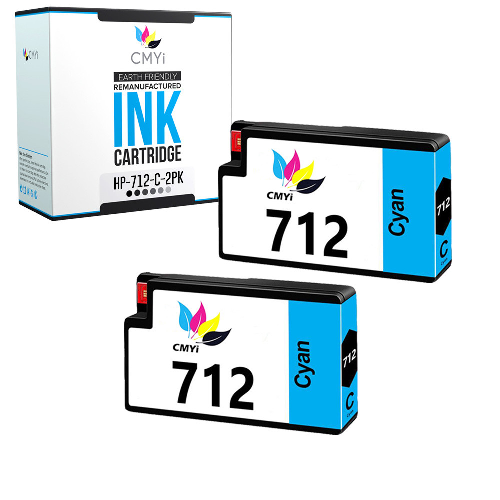 2-PK Compatible HP 712 Cyan Ink Cartridge for DesignJet T210 T230 T250 T630 T650