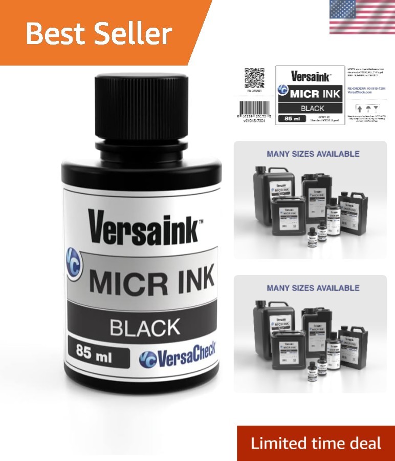 High-Performance 85ml MICR Black Ink - Compatible with Leading Inkjet Printers