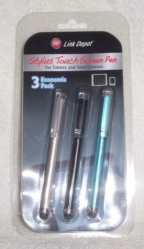 Link Depot Touchscreen Stylus 3-Pack  NEW LD-STYS-3Pack Silver-Black-Blue