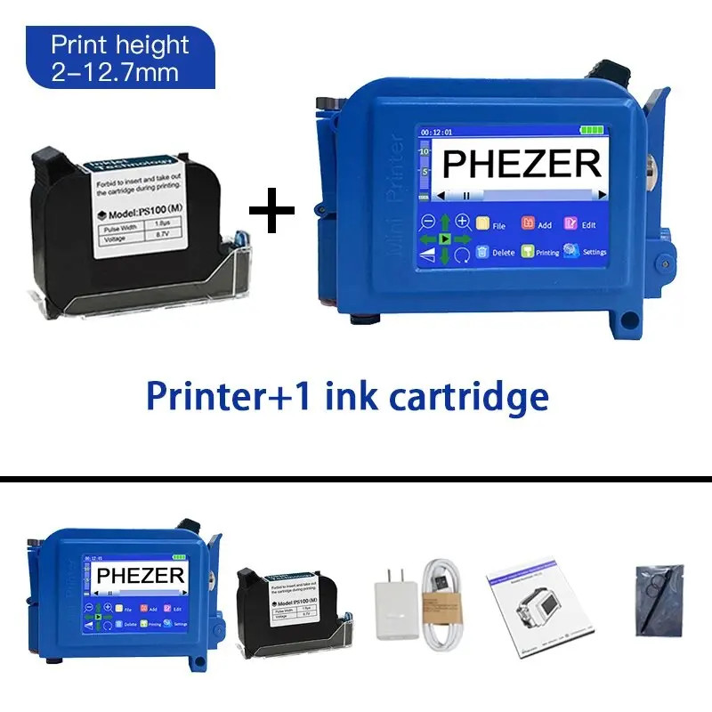 PC11plus 12.7mm Handheld Inkjet Printer Portable Batch Code Date & QR Code Print