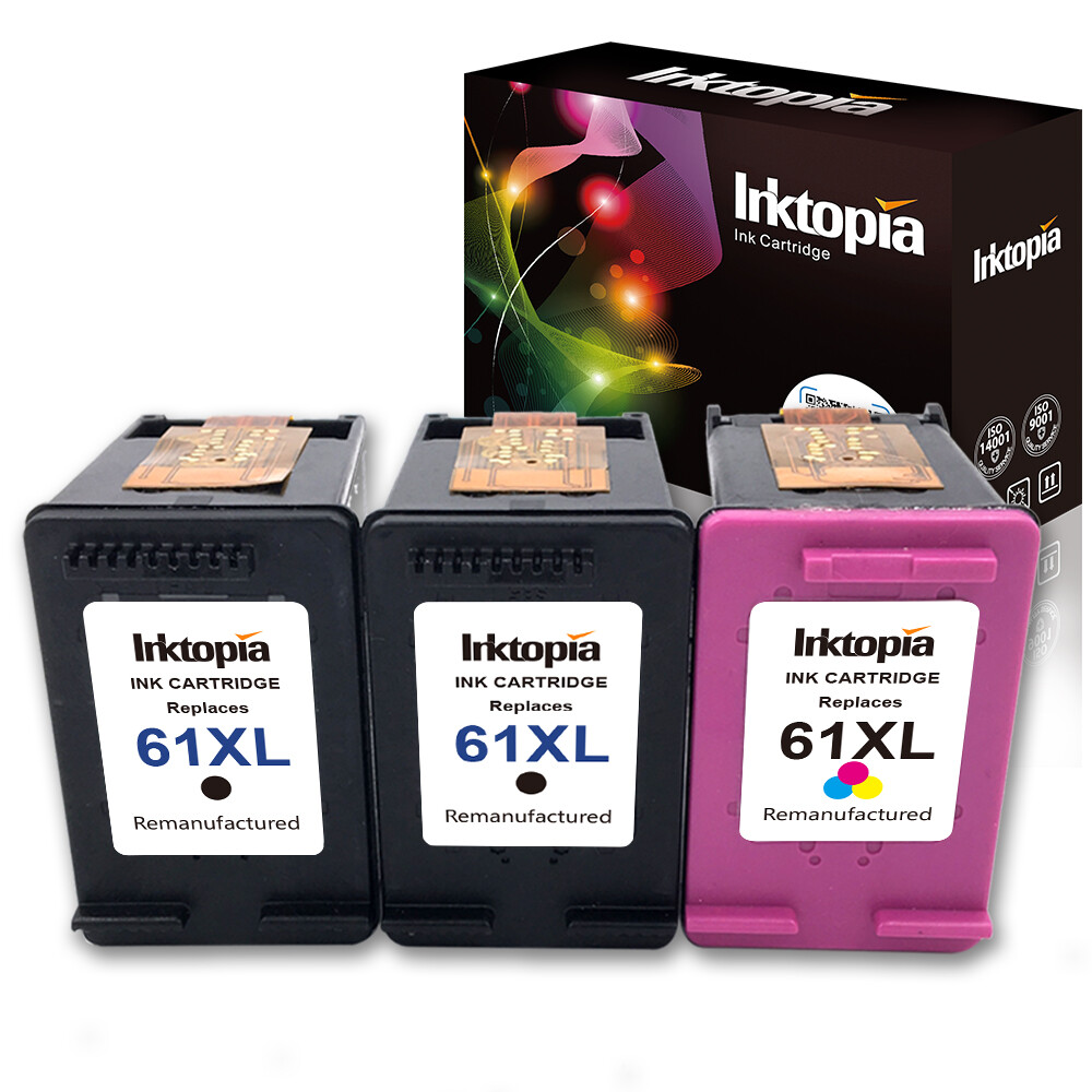 2Black 1 Color Combo Pack 61XL Ink Cartridges for HP Deskjet 1000 1010 1055 2512