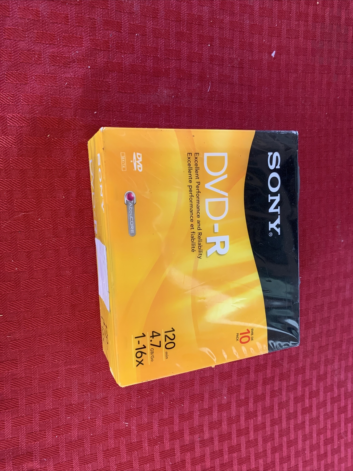 NEW Sony DVD-R DVD Recordable DISC 10 Pack 120 Min 4.7GB 1X-8X NEW Sealed in Box