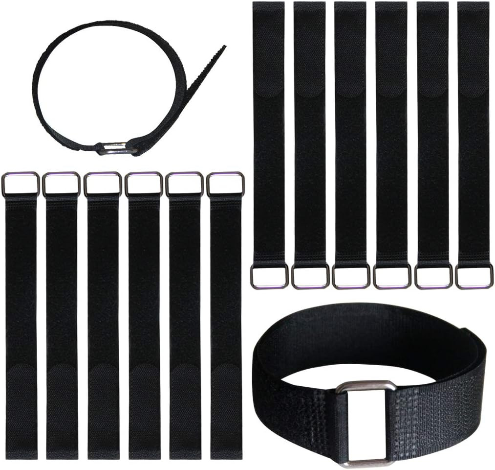 12 inch Reusable Fastening Cable Straps - Hook and Loop Fixing Straps - 12 Pack