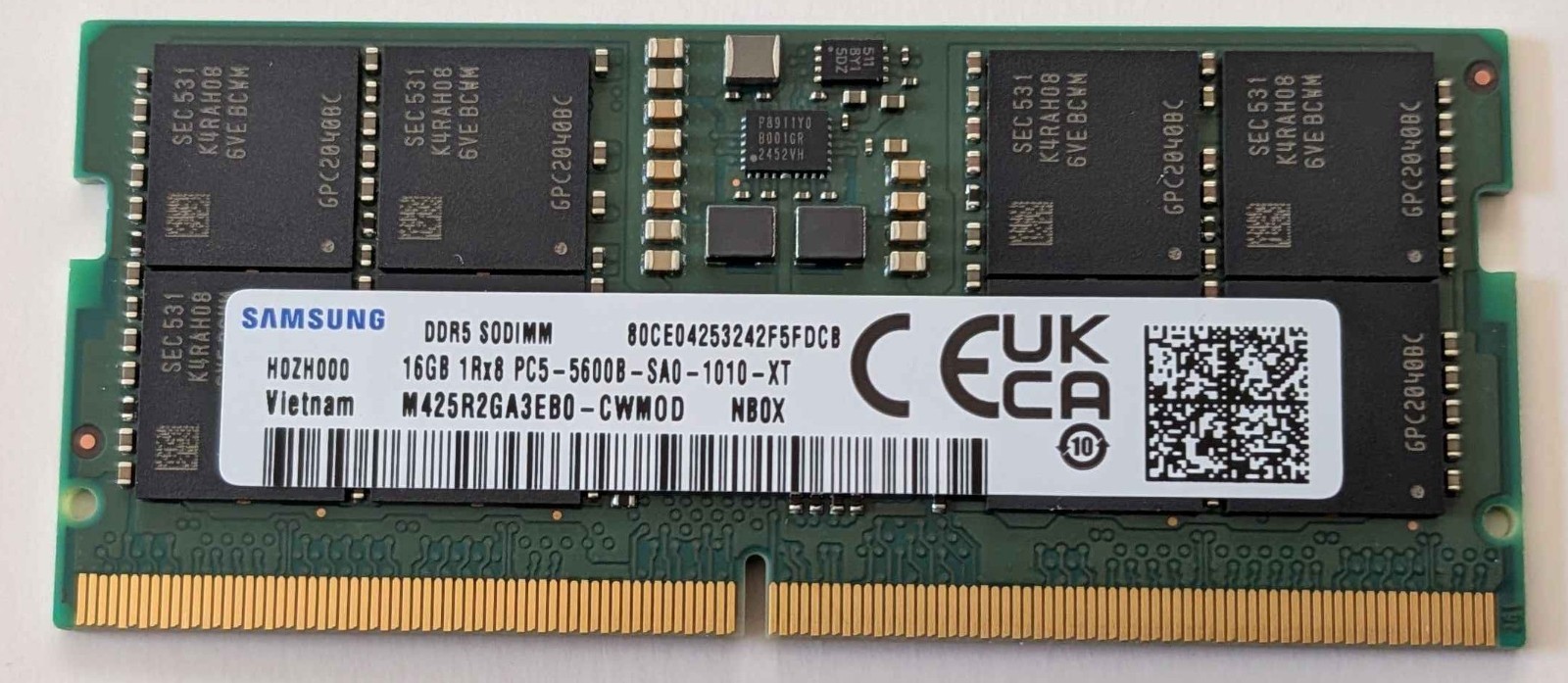 Samsung 16GB DDR5-5600B SODIMM Laptop Memory Module (M425R2GA3EB0-CWMOD)