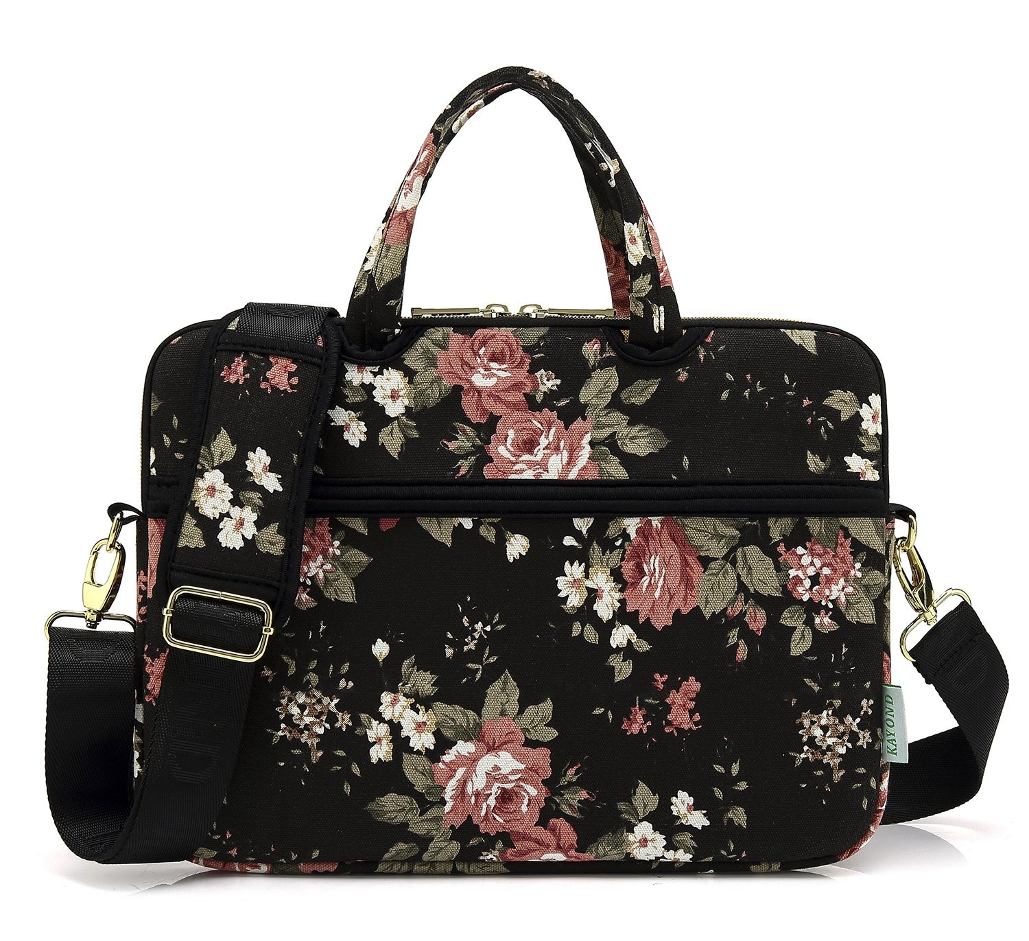 Black C Rose Water Resistant Laptop Shoulder Messenger Bag Case Fits 15/15.6