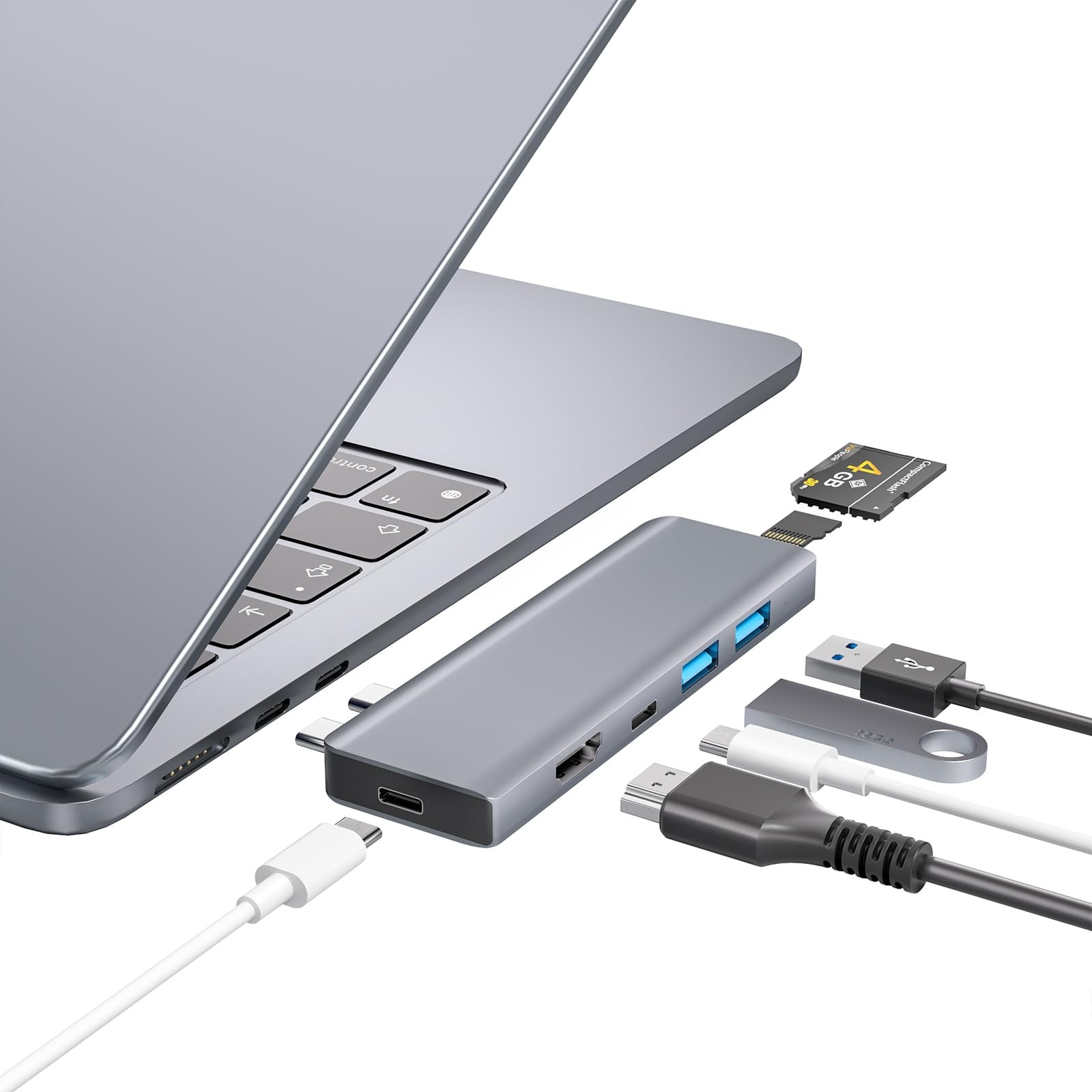 USB Hub, 7 in 2 USB Adapter Thunderbolt 4 HDMI MacBook M1-