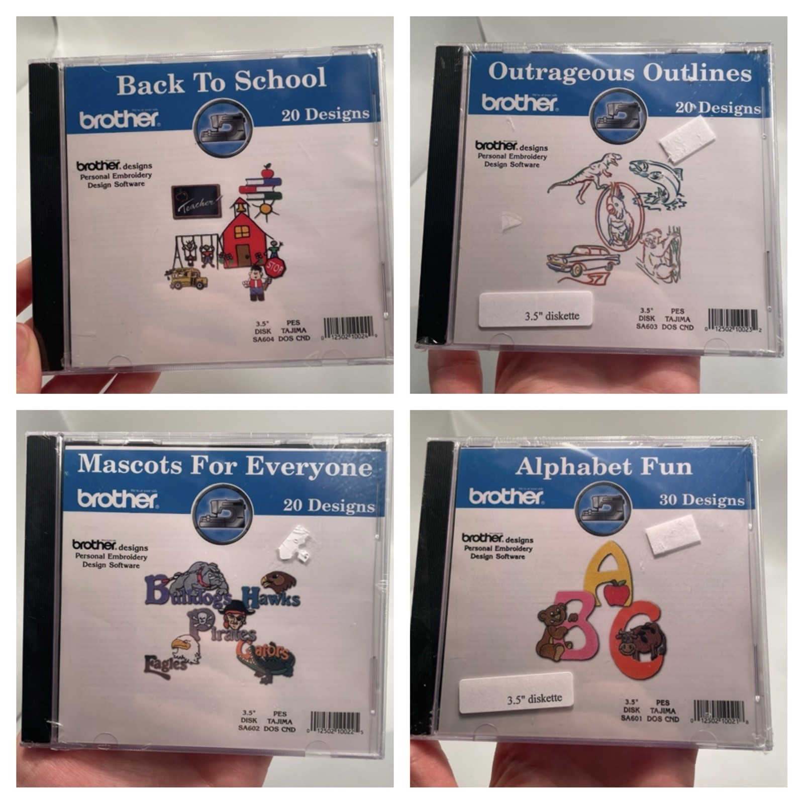 Brother Embroidery Design Software 4PC Bundle NEW Vintage PES 3.5 Disk Set