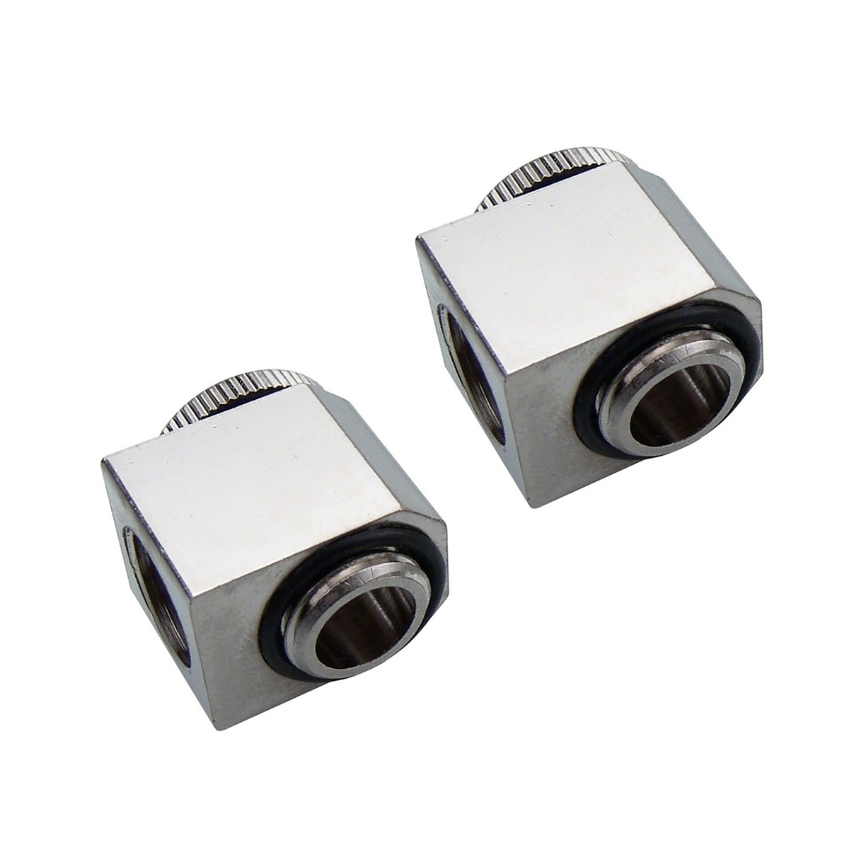 Koolance Adjustable Low Profile Elbow Fitting, Nickel, 2-pack