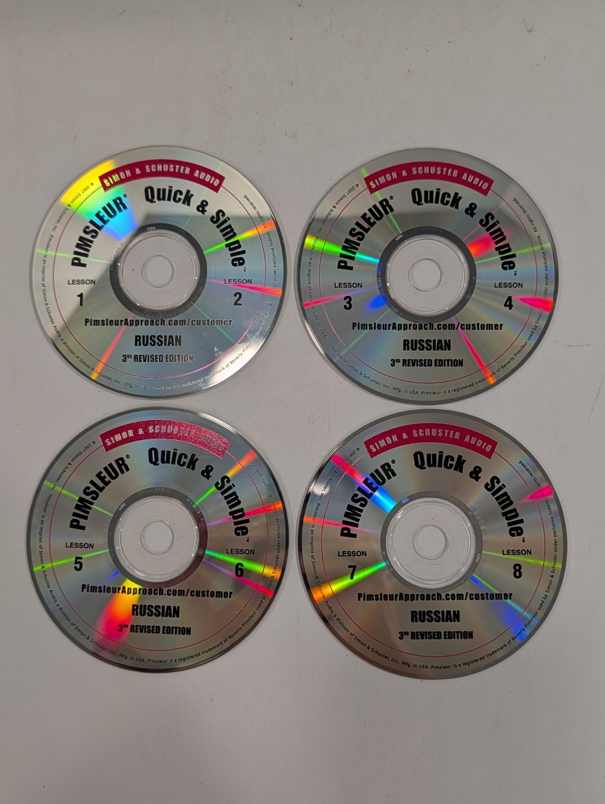 4 Russian Pimsleur Loose Language Audio CDs | Lessons 1-8, 4 Discs Only