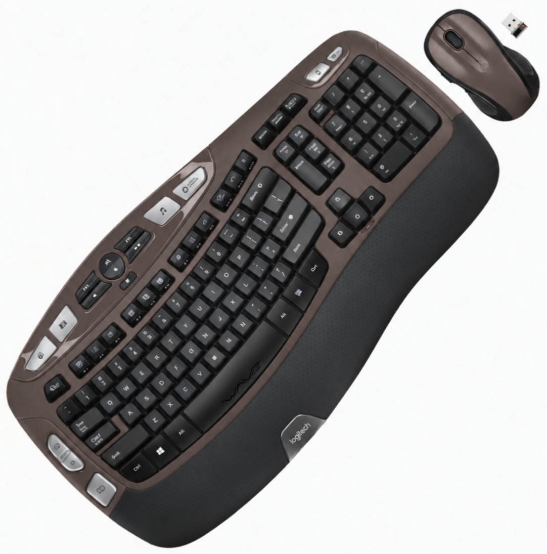 Logitech MK550 Comfort Wave K350 Brown Wireless Ergonomic Keyboard M510 Mouse