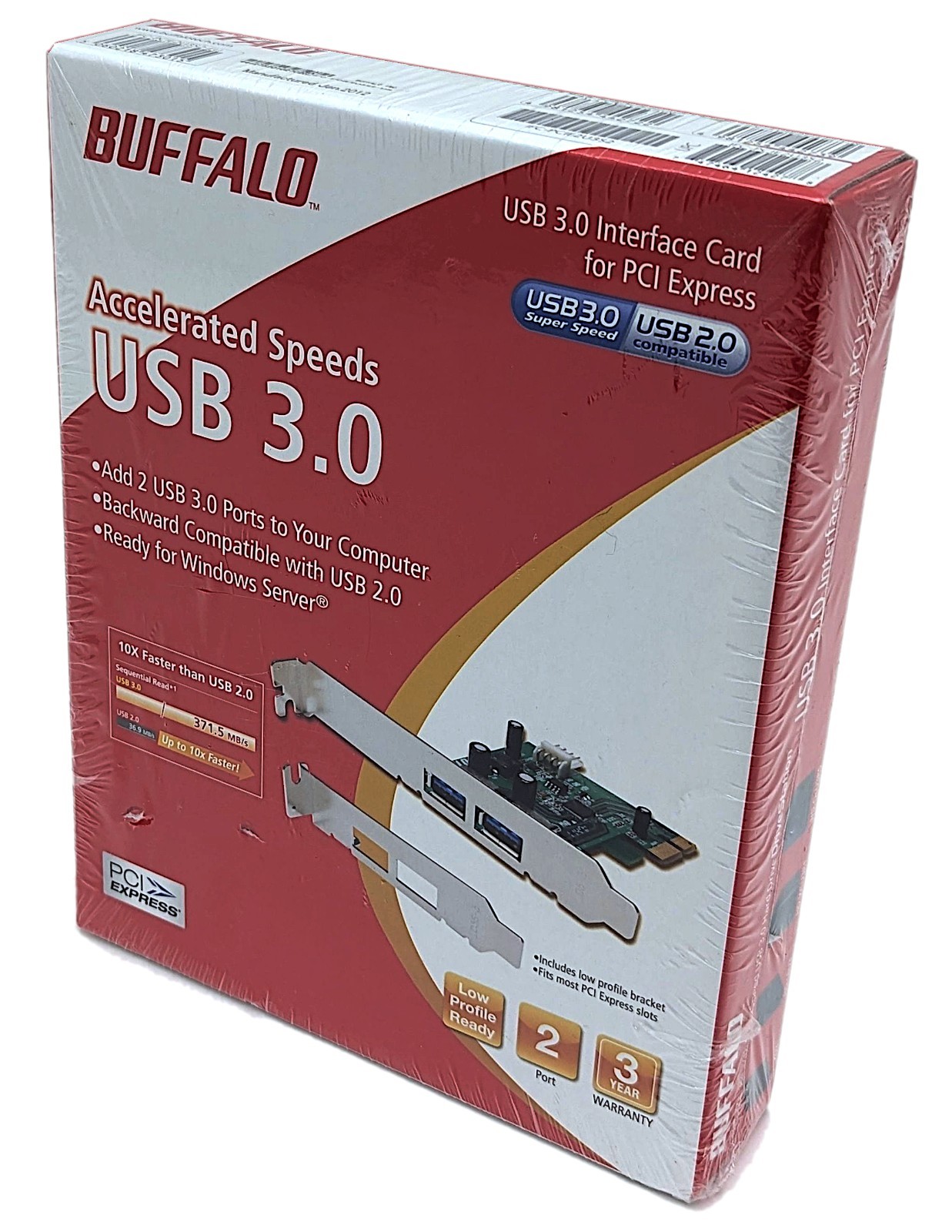 Buffalo USB 3.0 2-Port PCI-Express Interface Adapter Board (IFC-PCIE2U3S2) - NIB