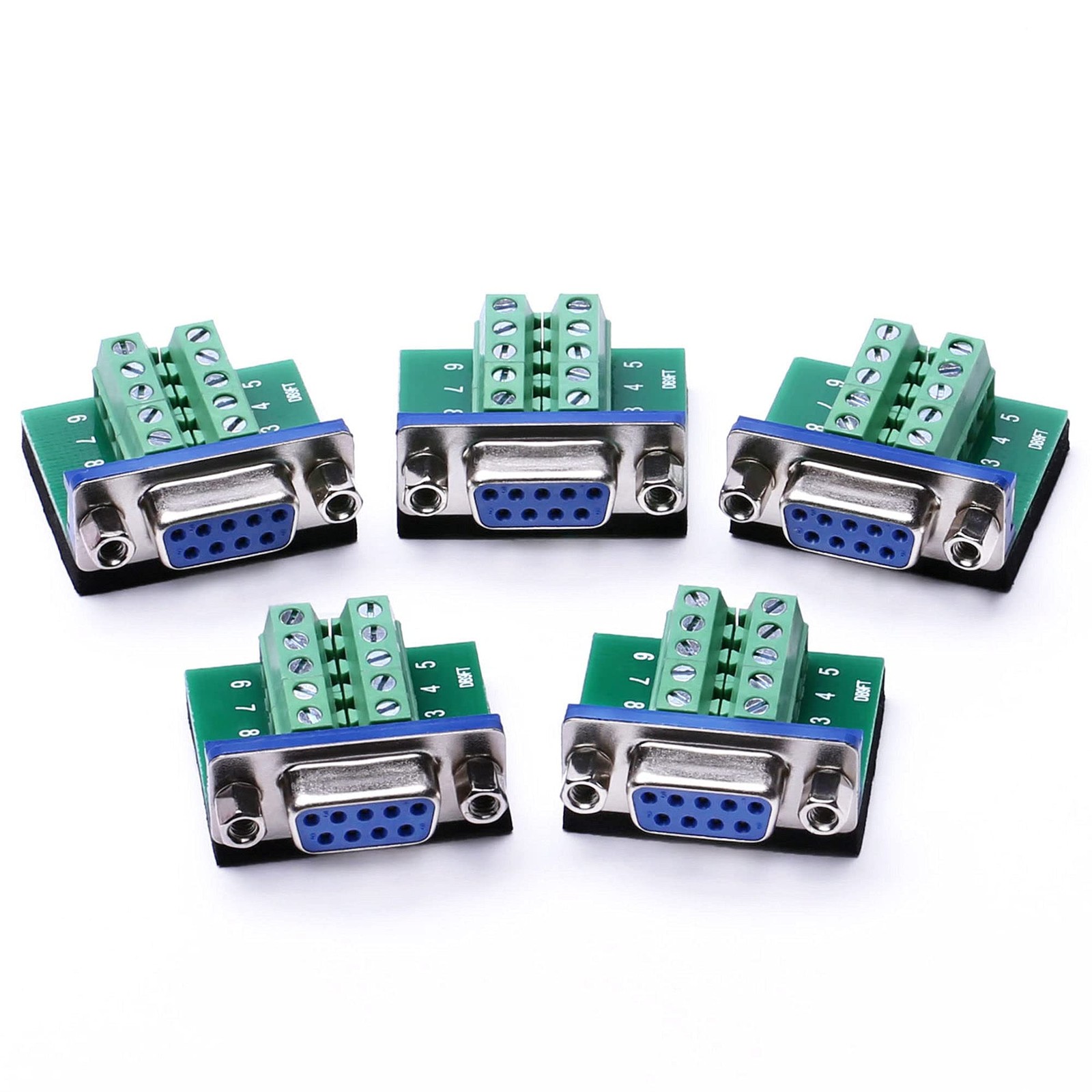 5 PCS DB9 Breakout Board DB9 RS232 Serial Female To Terminal Block 10P