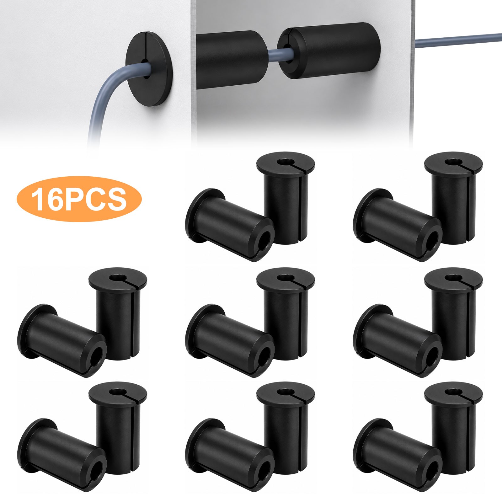 16PCS Wall Cable Grommets for Starlink 3/4 Inch Split Pass Through Bushing Black