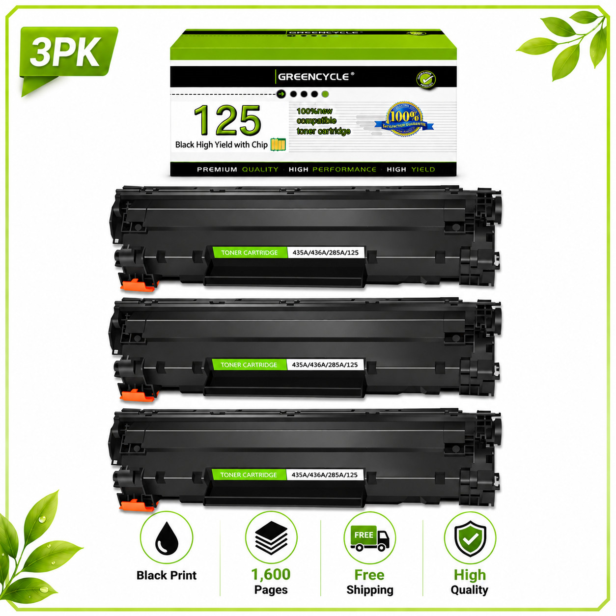 CRG125 For Canon 125 Toner Cartridge imageCLASS LBP6000 LBP6000B MF3010 x3PCS