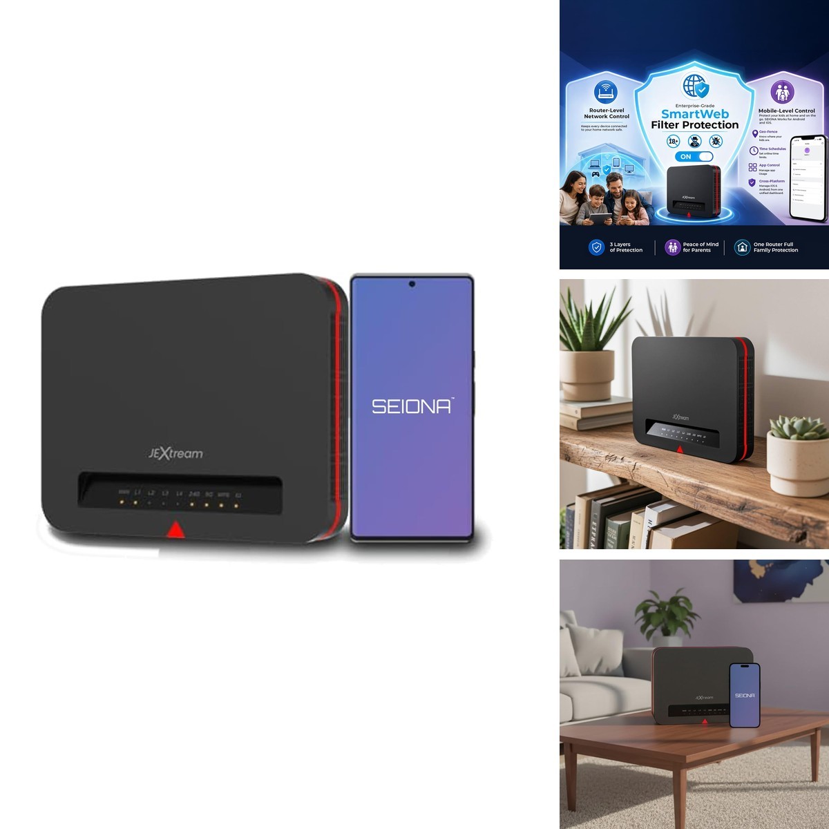 JEXtream FX20 Wi-Fi 6 Router SmartWeb Filter Protection SEIONA Family Safety App