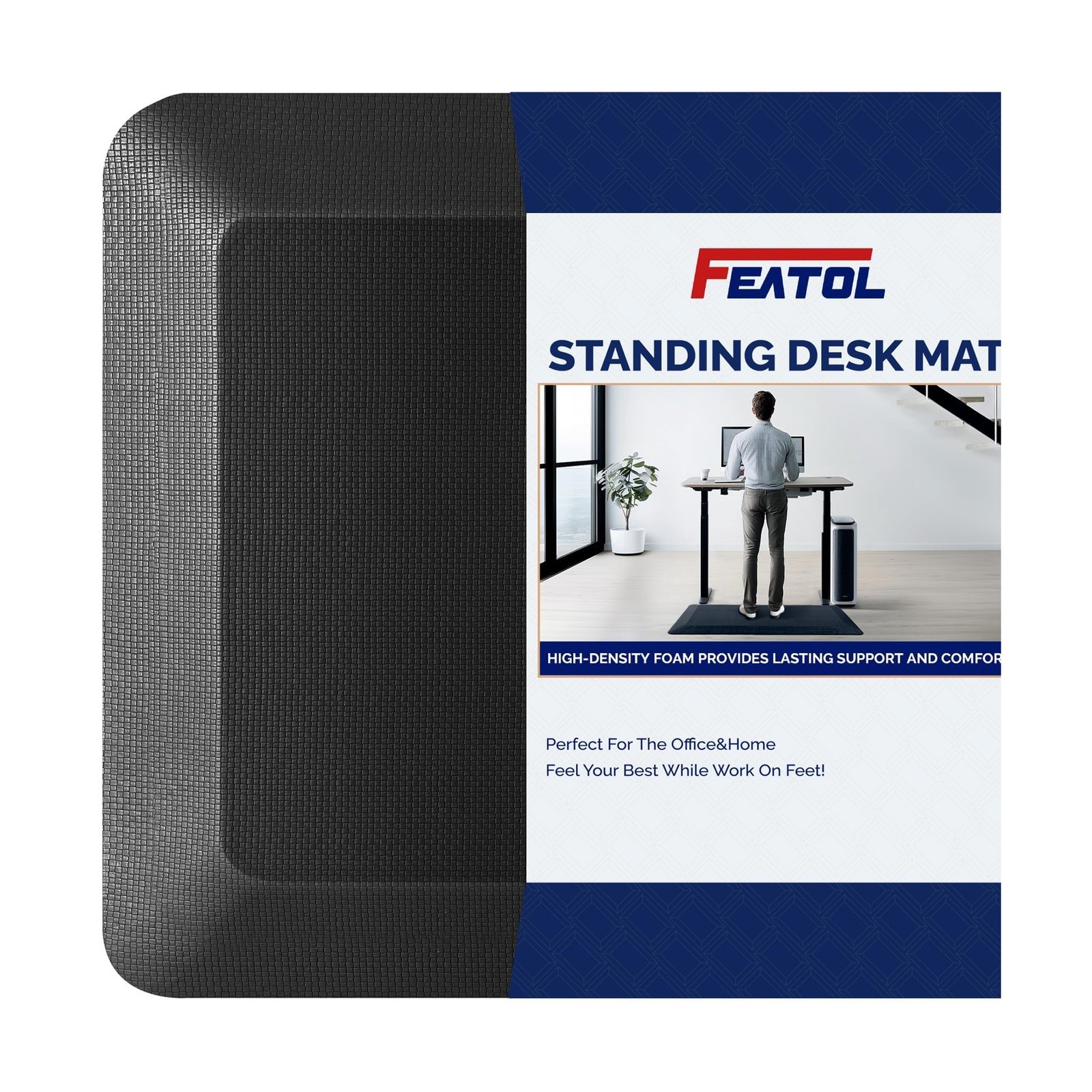 FEATOL Anti Fatigue Mat for Standing, 9/10 Extra Thick Ergonomic Standing Des...