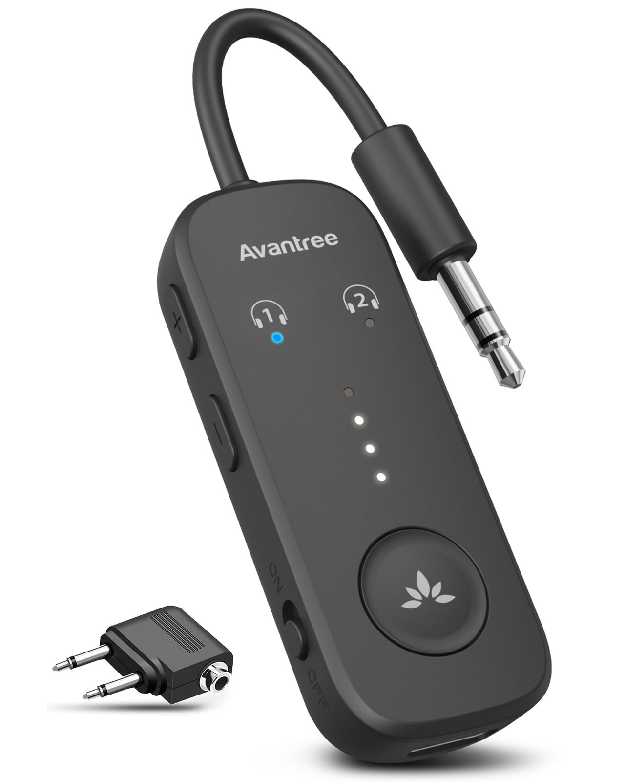 Relay Airplane Bluetooth Adapter Dual Link for 2 Headphones 3.5mm aptX 25Hr