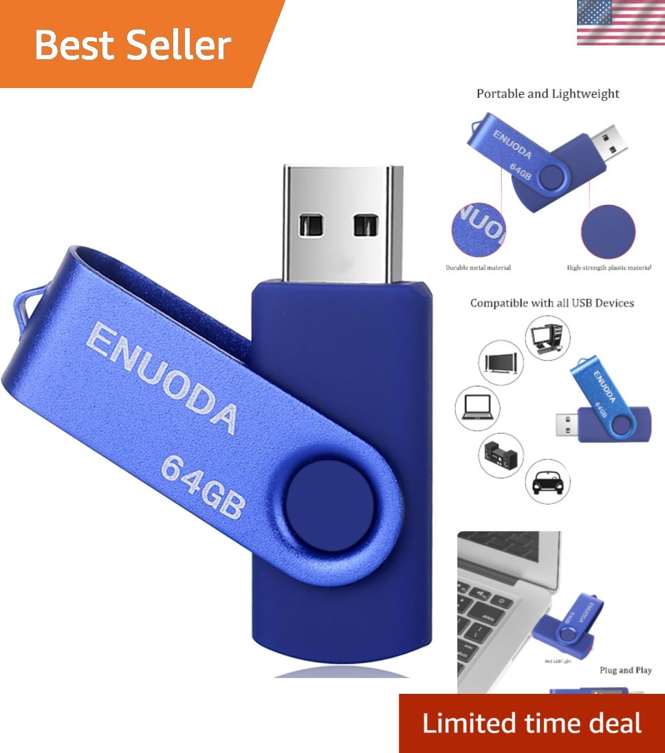 Swivel 64GB USB Flash Drive - Effortless File Transfer with Dust Proof Design
