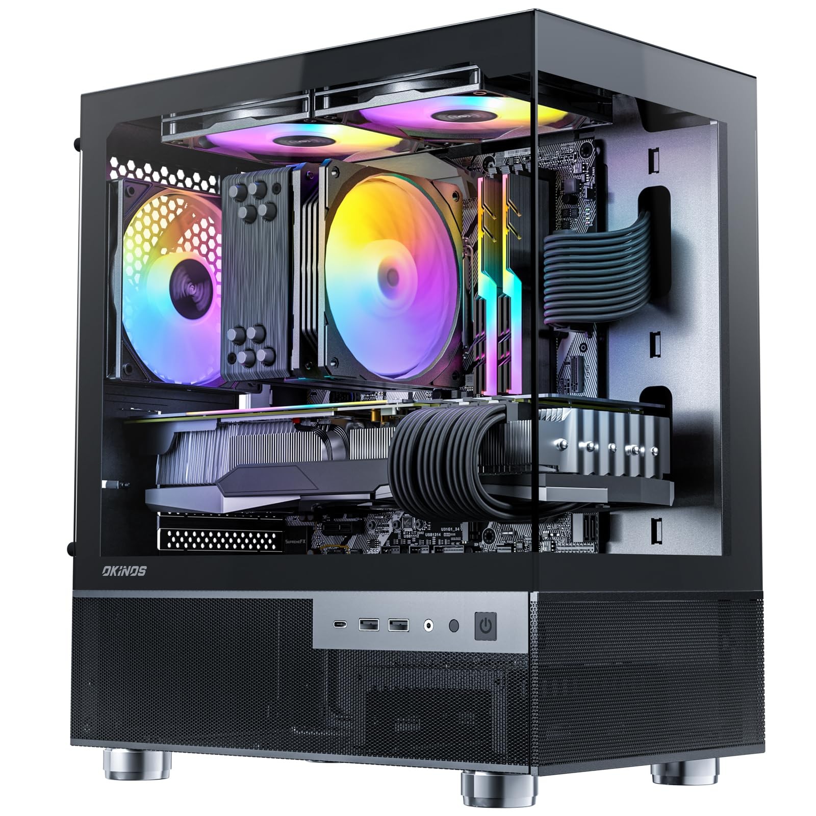 Aqua 3, Micro Case, PC Case with 3 X 120mm 3-Pin Fan Pre-Installed, Panoramic