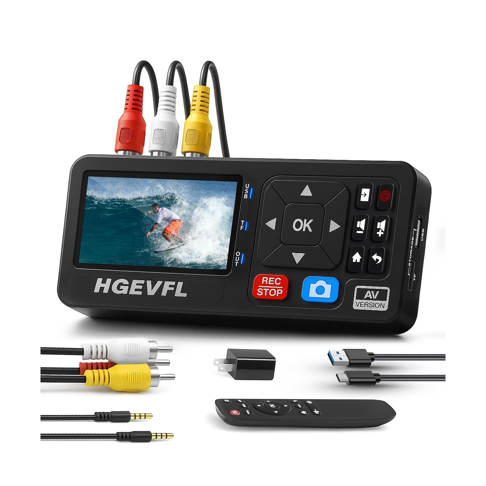 VHS to Digital Converter with 3" Display, AV & HDMI Video Capture Device, VCR...