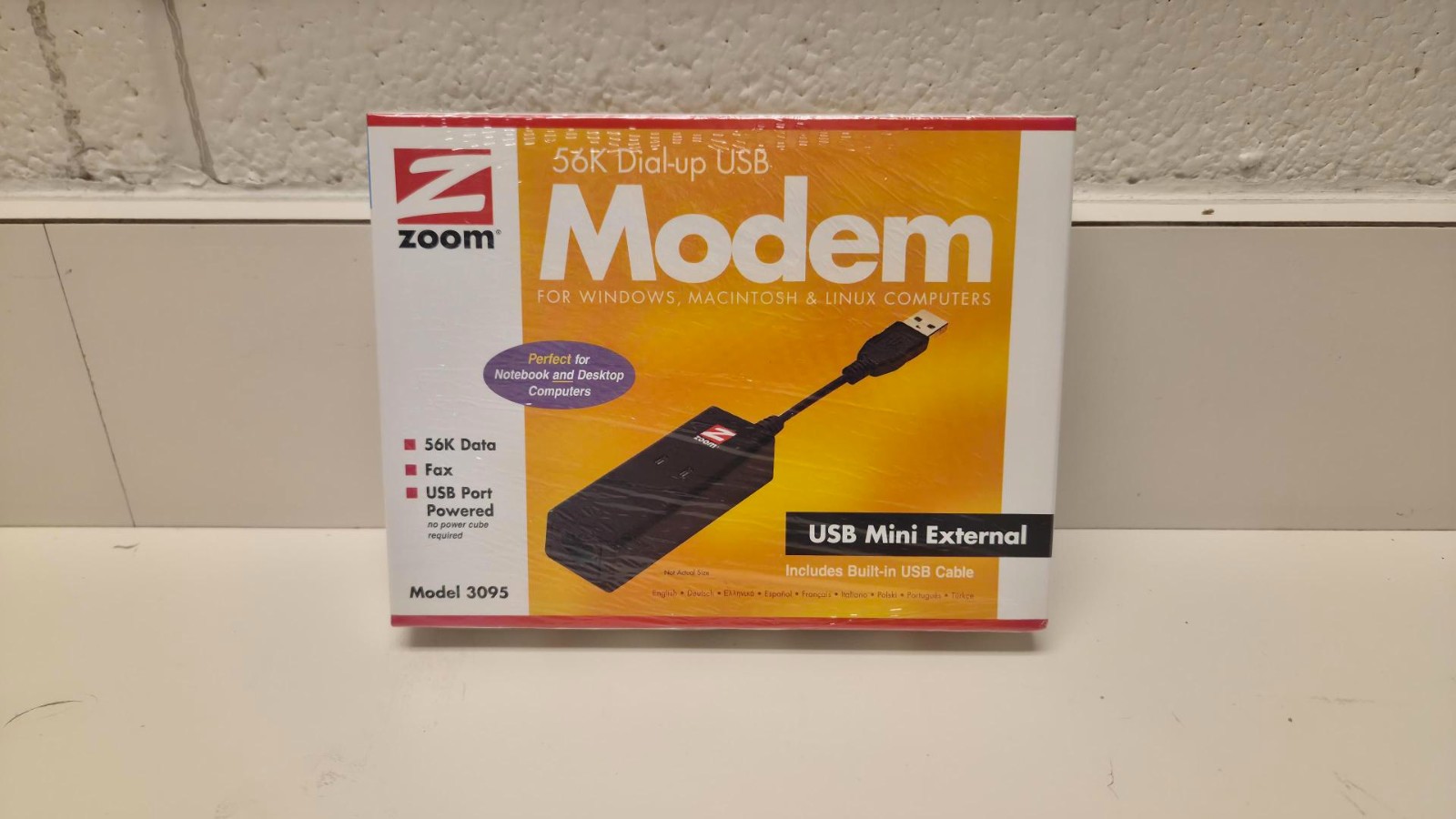 NEW UNOPENED Zoom 56K USB Dial-Up Modem 3095, Fax, USB Powered, RJ-11, PC/Mac