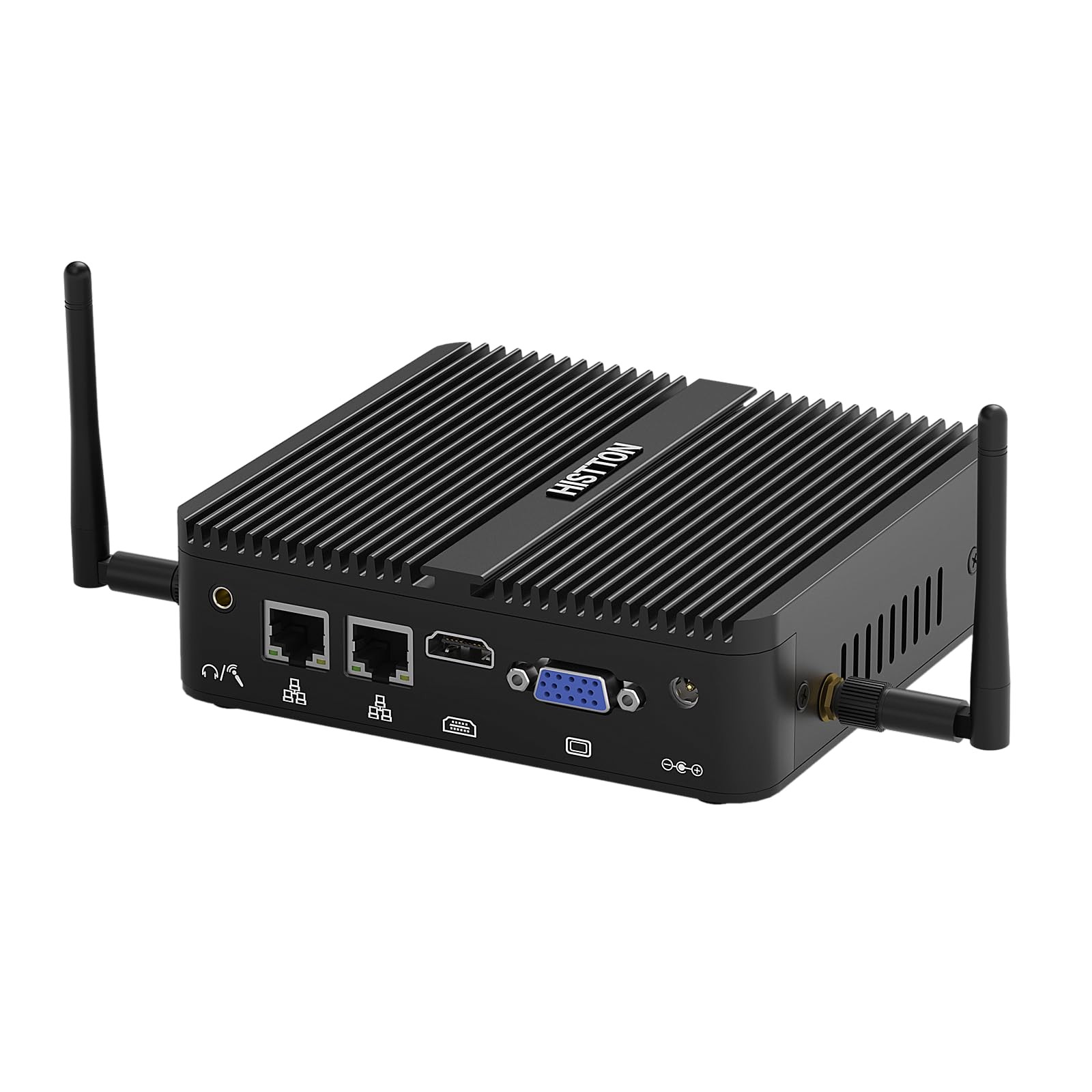 HISTTON Fanless Industrial Mini PC Pentium J5005, DDR4 8GB RAM 128GB SSD black