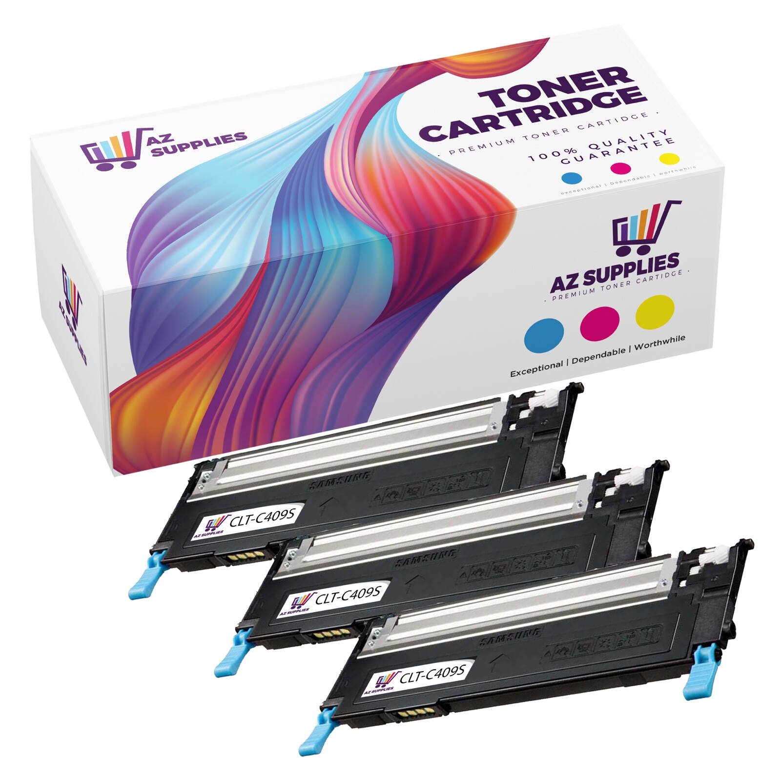 3PK CLT-C409S CyanTonerCartridgeCompatible Samsung CLP-310N-315W CLX-3170-3175FN