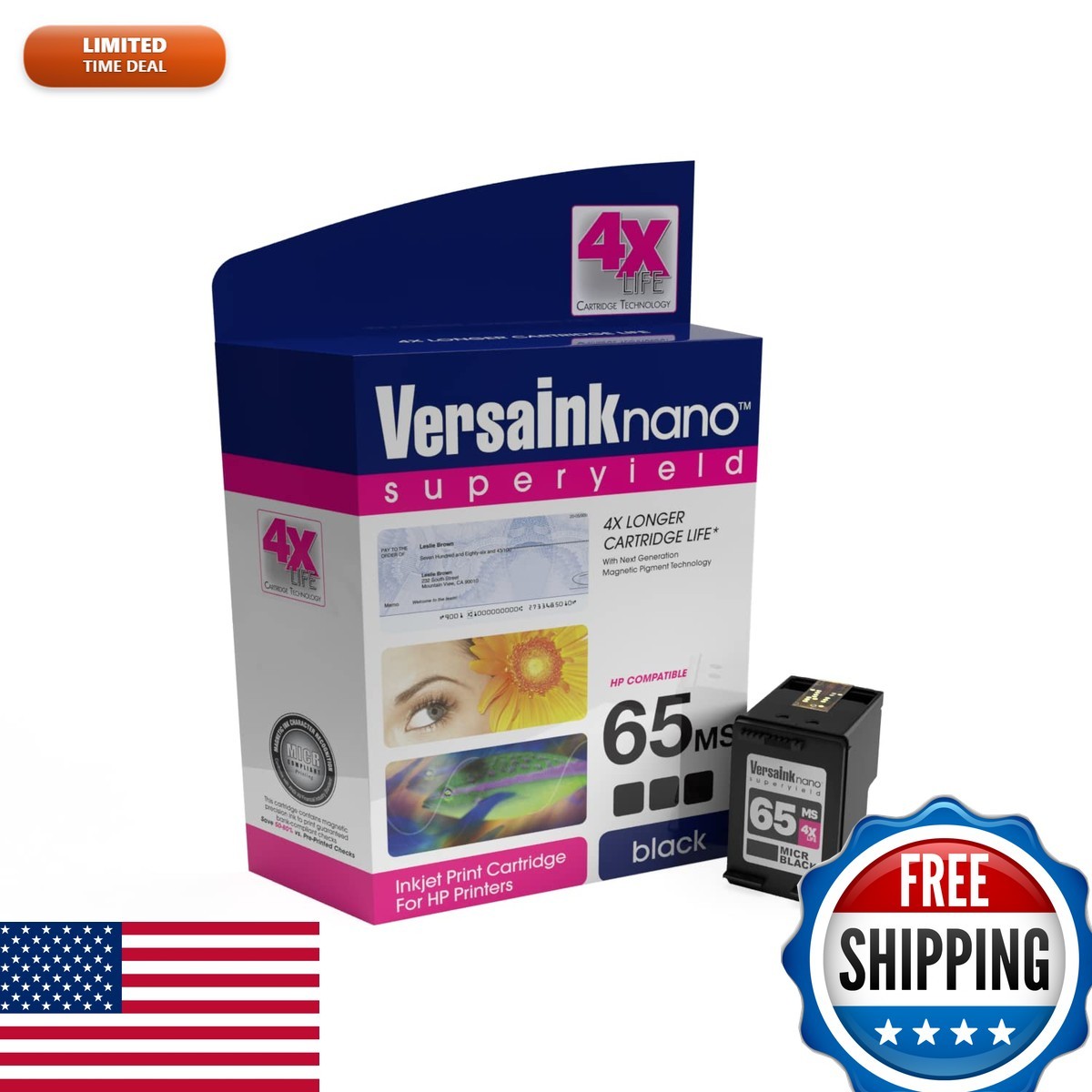 VersaInk 65 MSe MICR Black Ink Cartridge for Check Printing