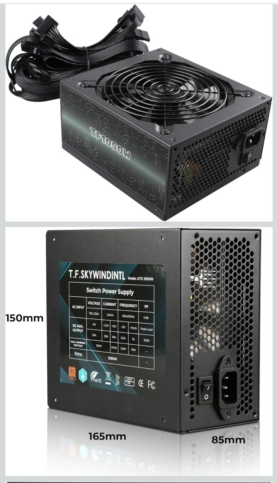 POWER SUPPLY 1050 W  PFC GAMING PSU ATX COMPUTER
