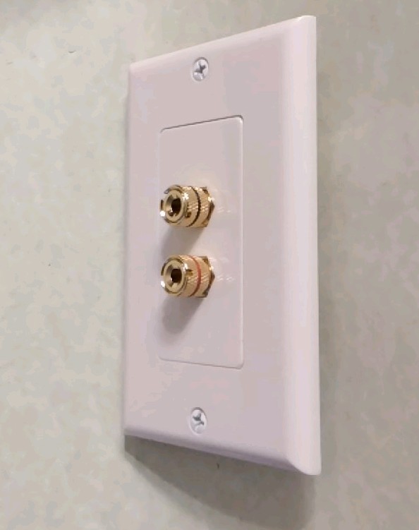 DECORA STYLE FACE PLATE 2 GOLD FEED-THRU BINDING POSTS (FEMALE)  VANCO- 28146WX
