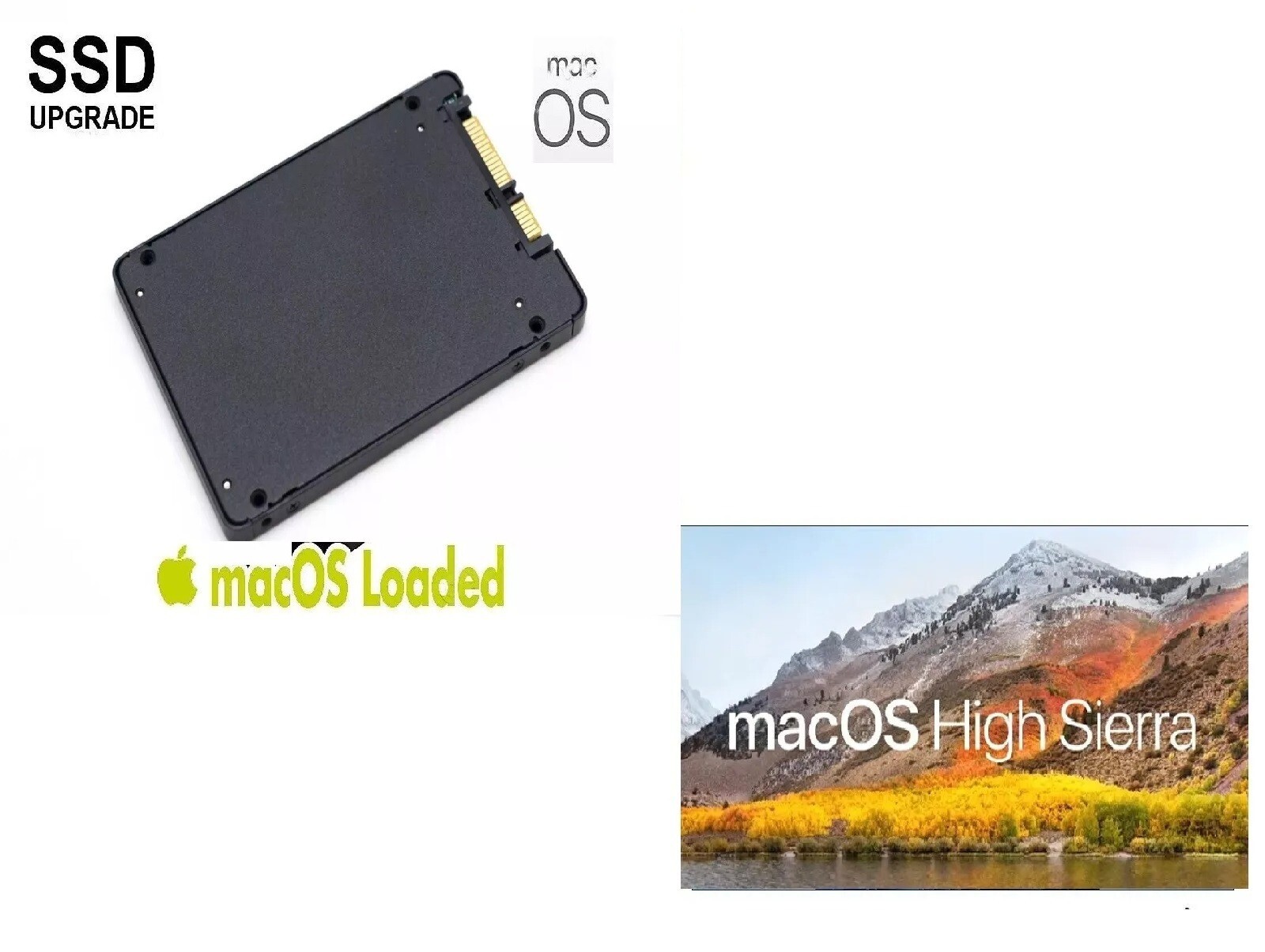Pre-Loaded High Sierra 128GB SSD for MacBook Pro, Mini & iMac A1278 A1286 A1297