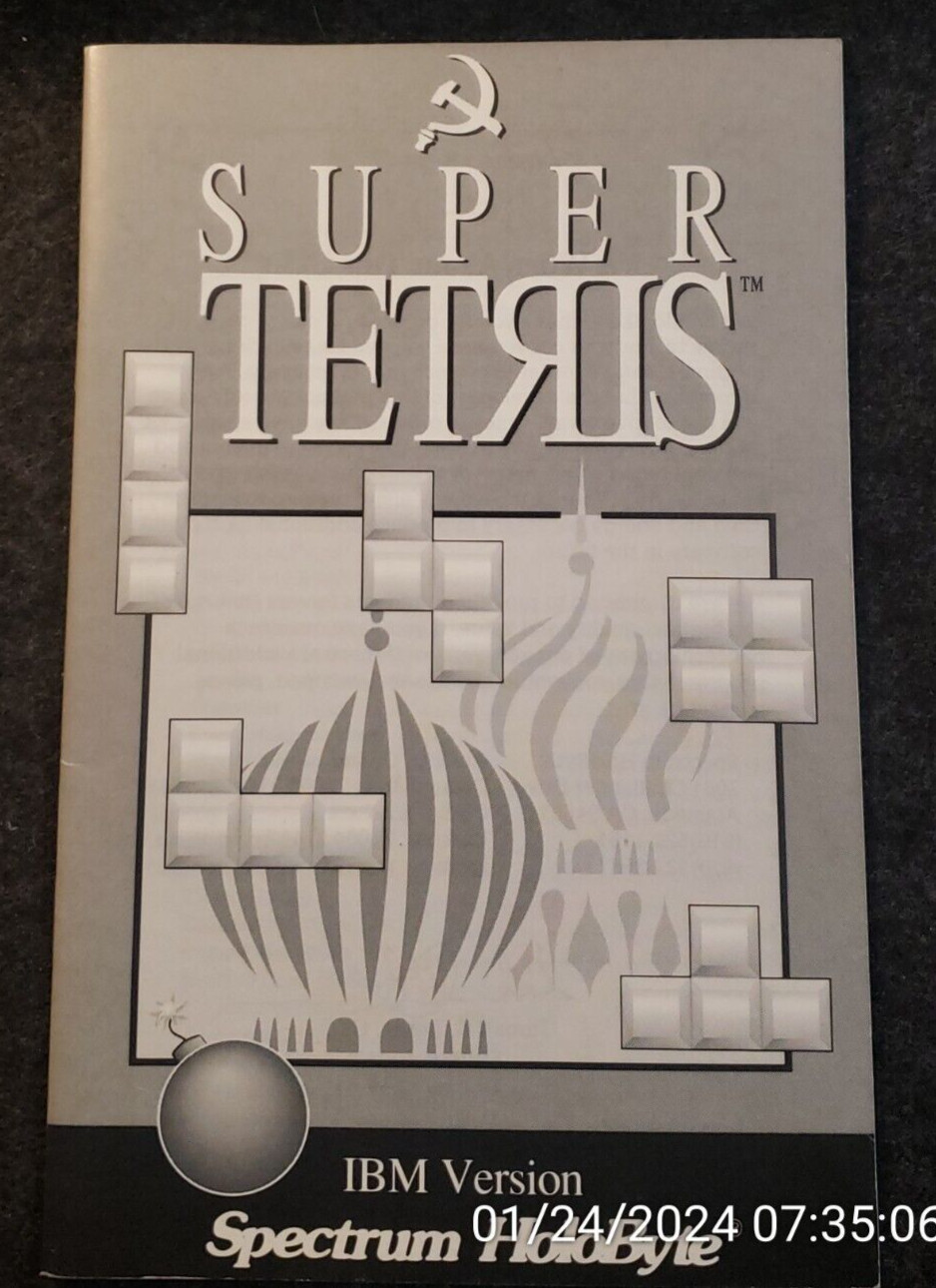 Vintage Super Tetris PC Game MANUAL ONLY 1992 Spectrum Holobyte.......... (C6B5)