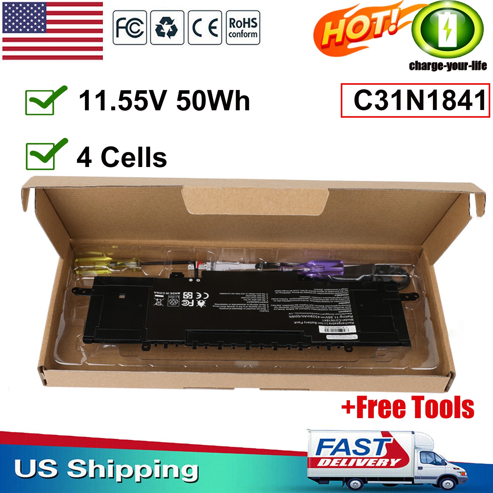 ✅NEW Battery C31N1841 For Asus ZenBook UX334 UX434 UM433 UM434 Q427 Q427F Q427FL