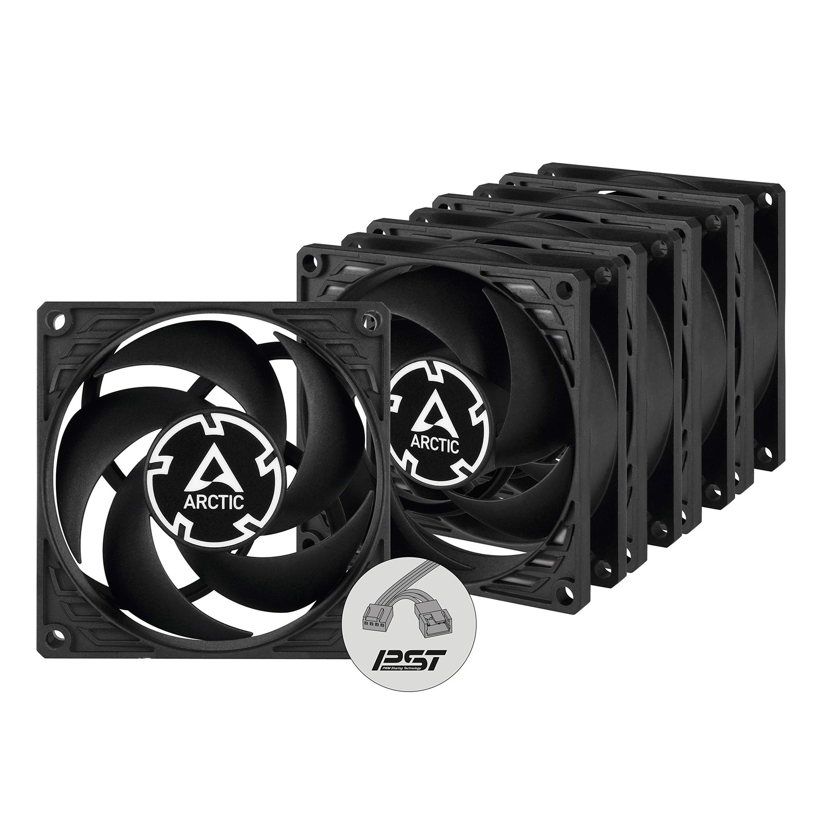 ARCTIC P8 PWM PST 5 Pack 80mm PC Case Fans 3000 RPM Black