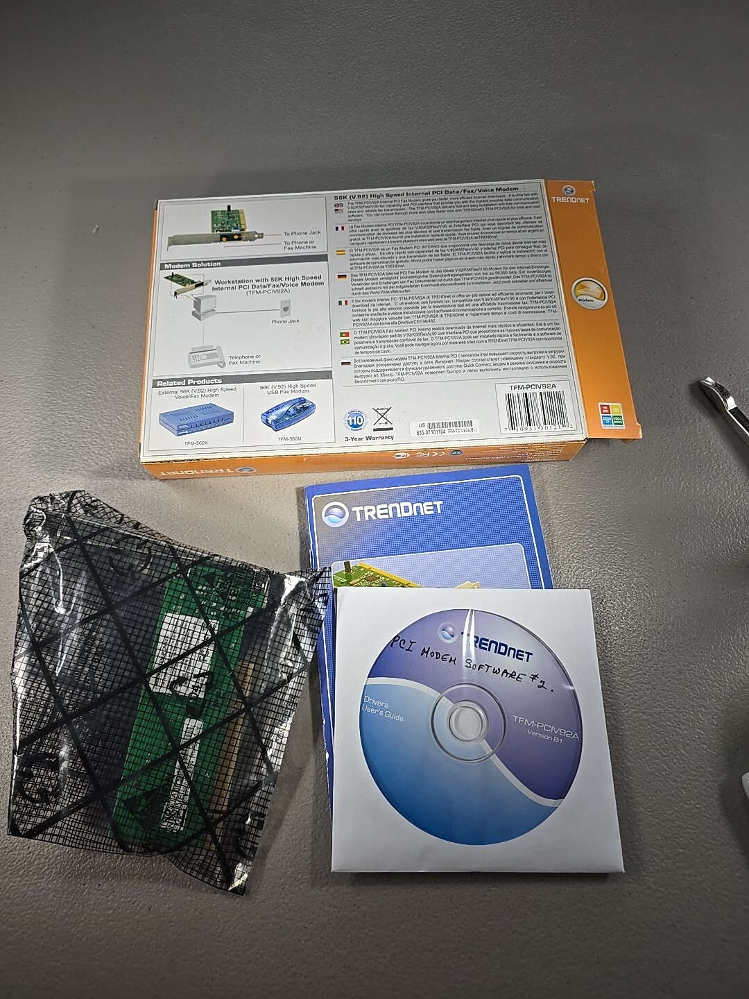 TRENDnet TFM-PCIV92A 56K PCI Data/Fax/TAM Modem