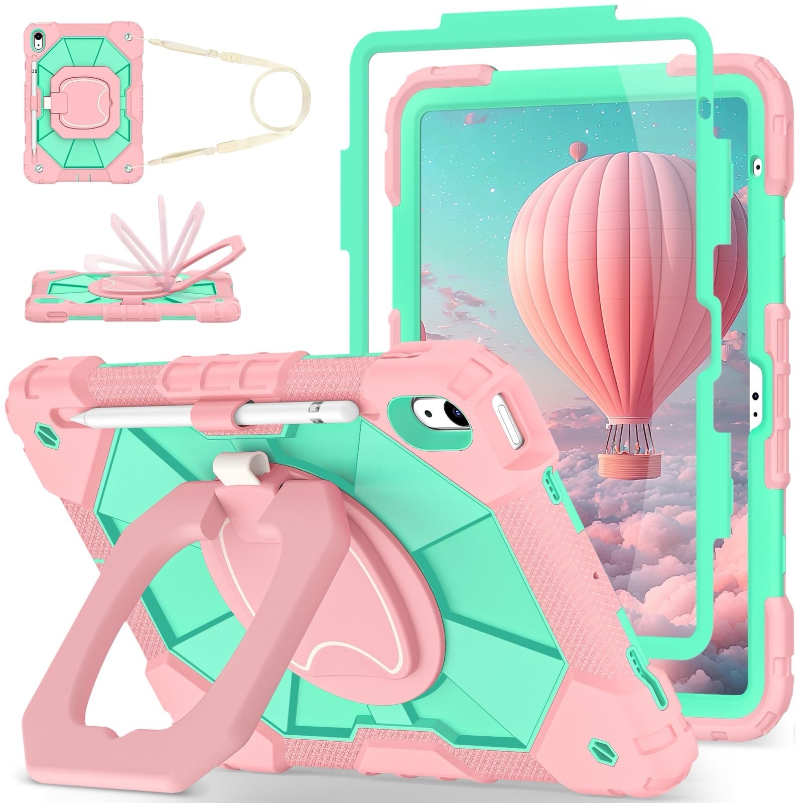 WESOROL CASE iPad 11 Inch (A16) 11th /10th Generation 10.9" Rose Mint Punk Green
