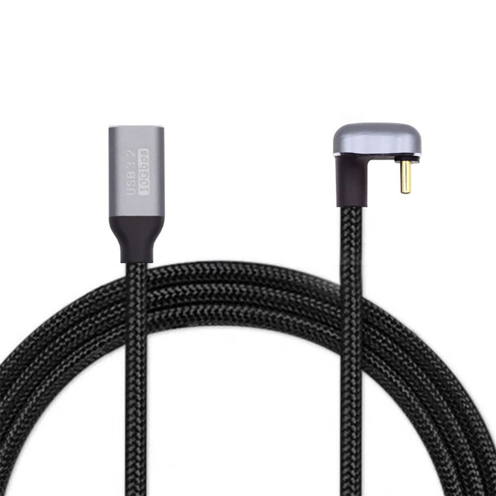 CY USB 3.1 10Gbps 100W USB-C Extension Data Cable with Sleeve U Shape Angled