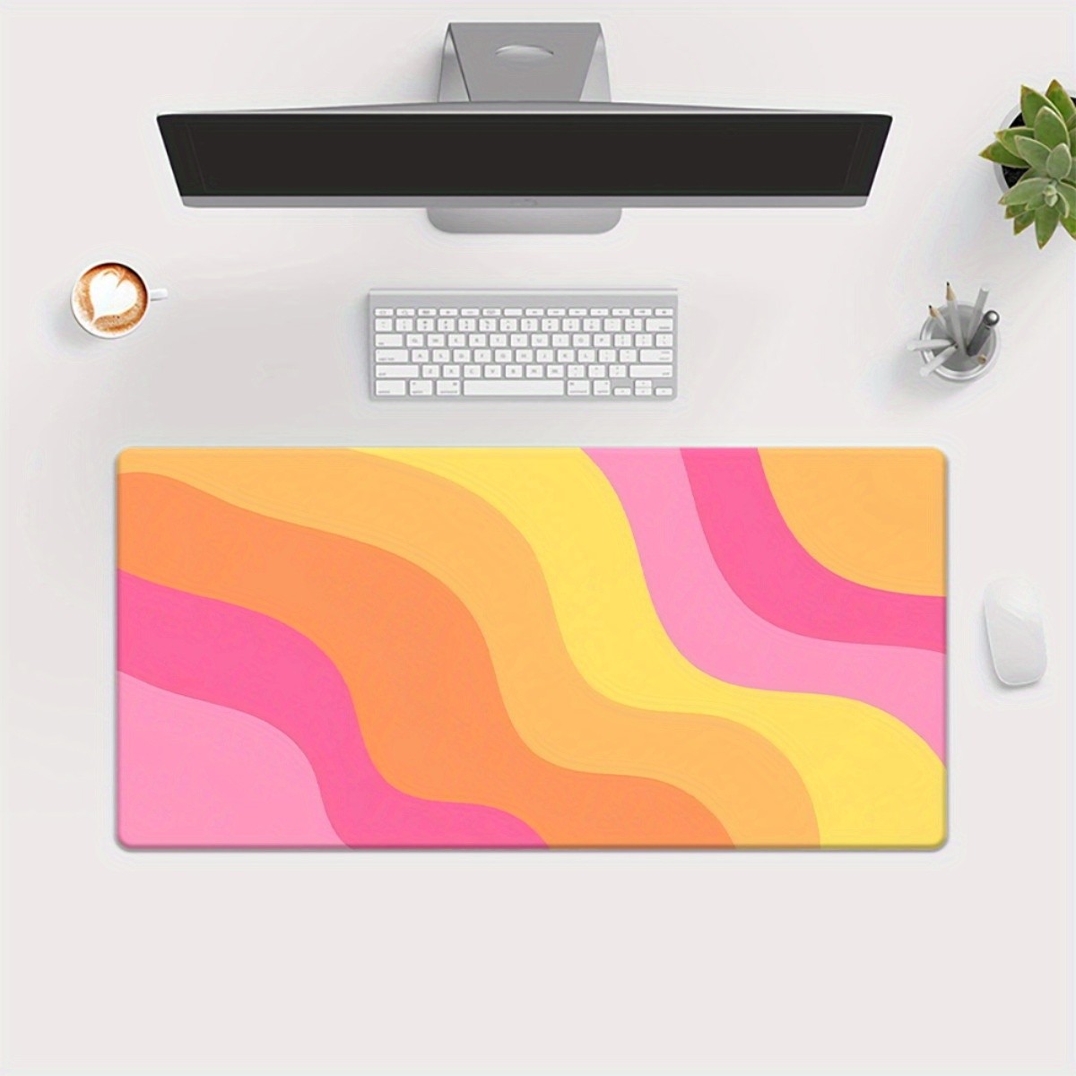 1pc Multi-Size Wave-Patterned Printed Desk Pad, Multifunctional Mouse Pad, Sui