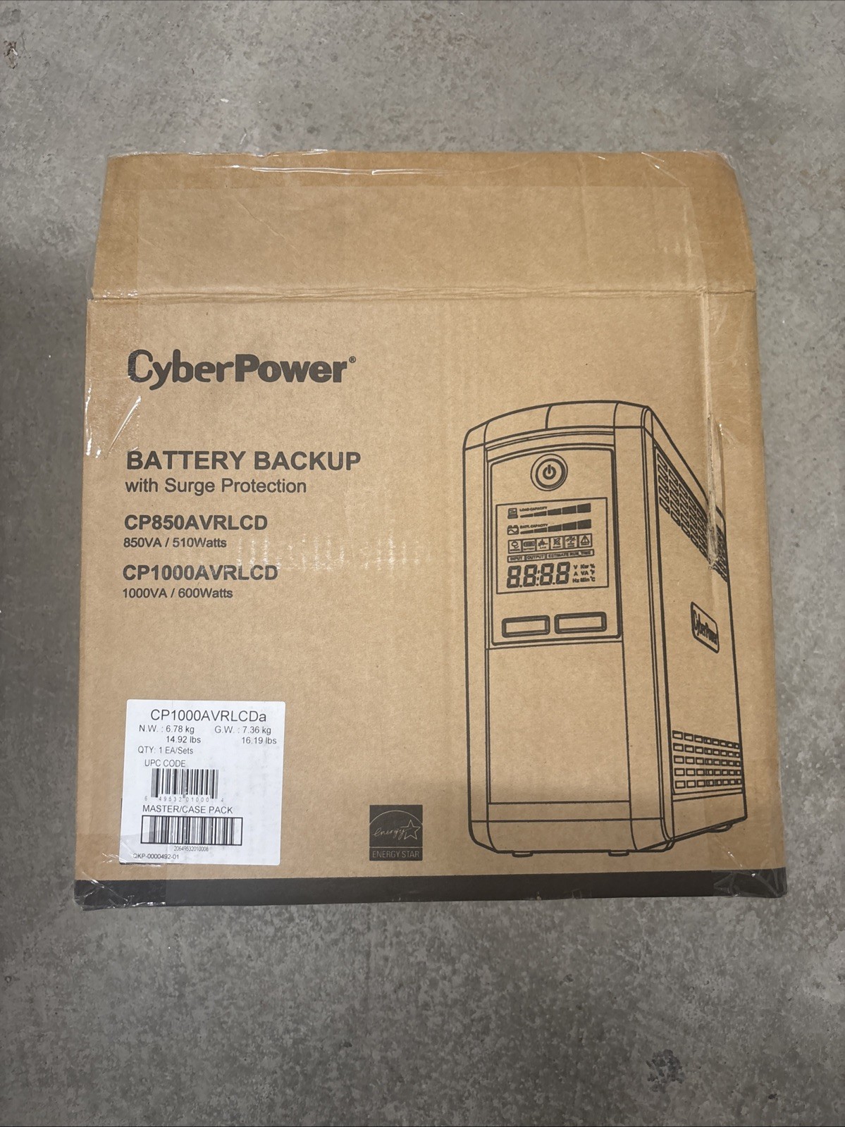 CyberPower CP1000AVRLCD Intelligent LCD 1000VA UPS Battery Backup