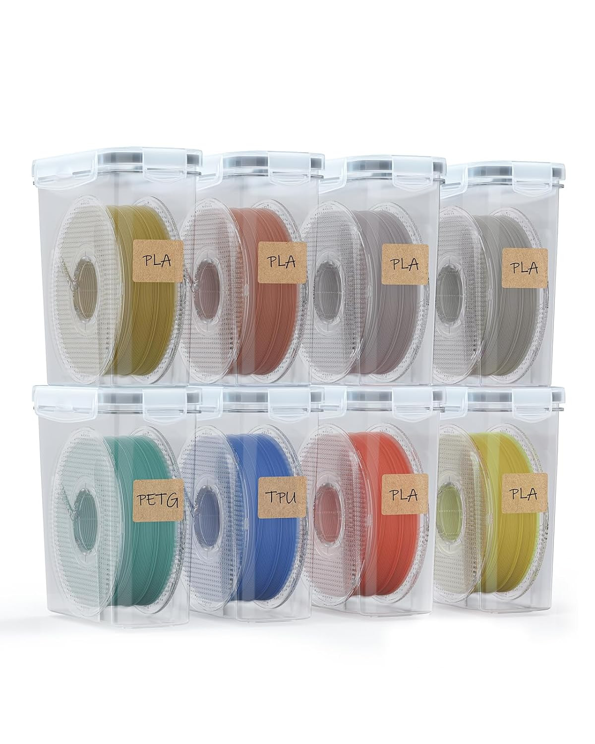Filament Storage Box - 8 Pack Filament Container for 3D Printing Sealing and Pro