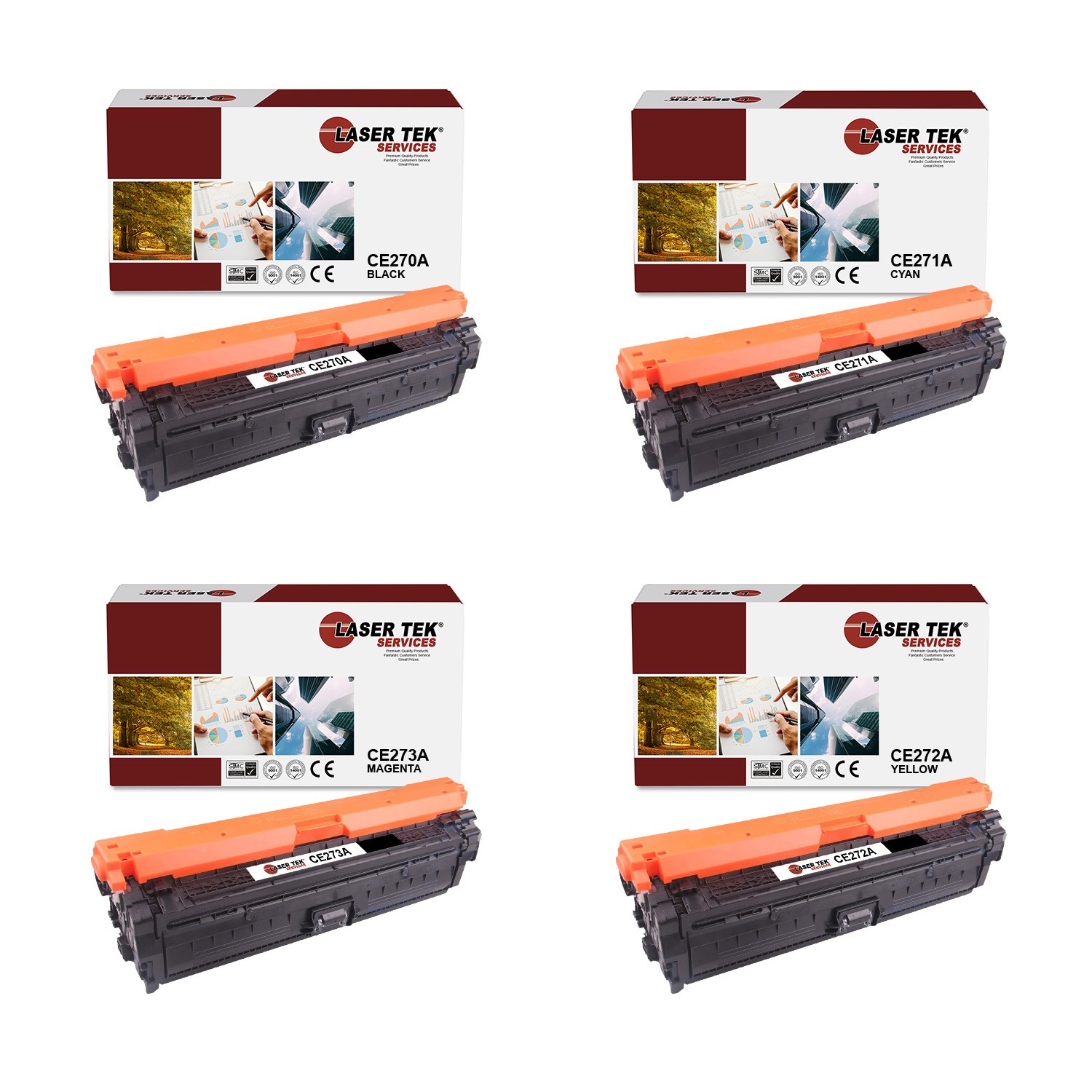 4Pk LTS 650A BCMY Compatible for HP LaserJet CP5525 CP5525dn Toner Cartridge