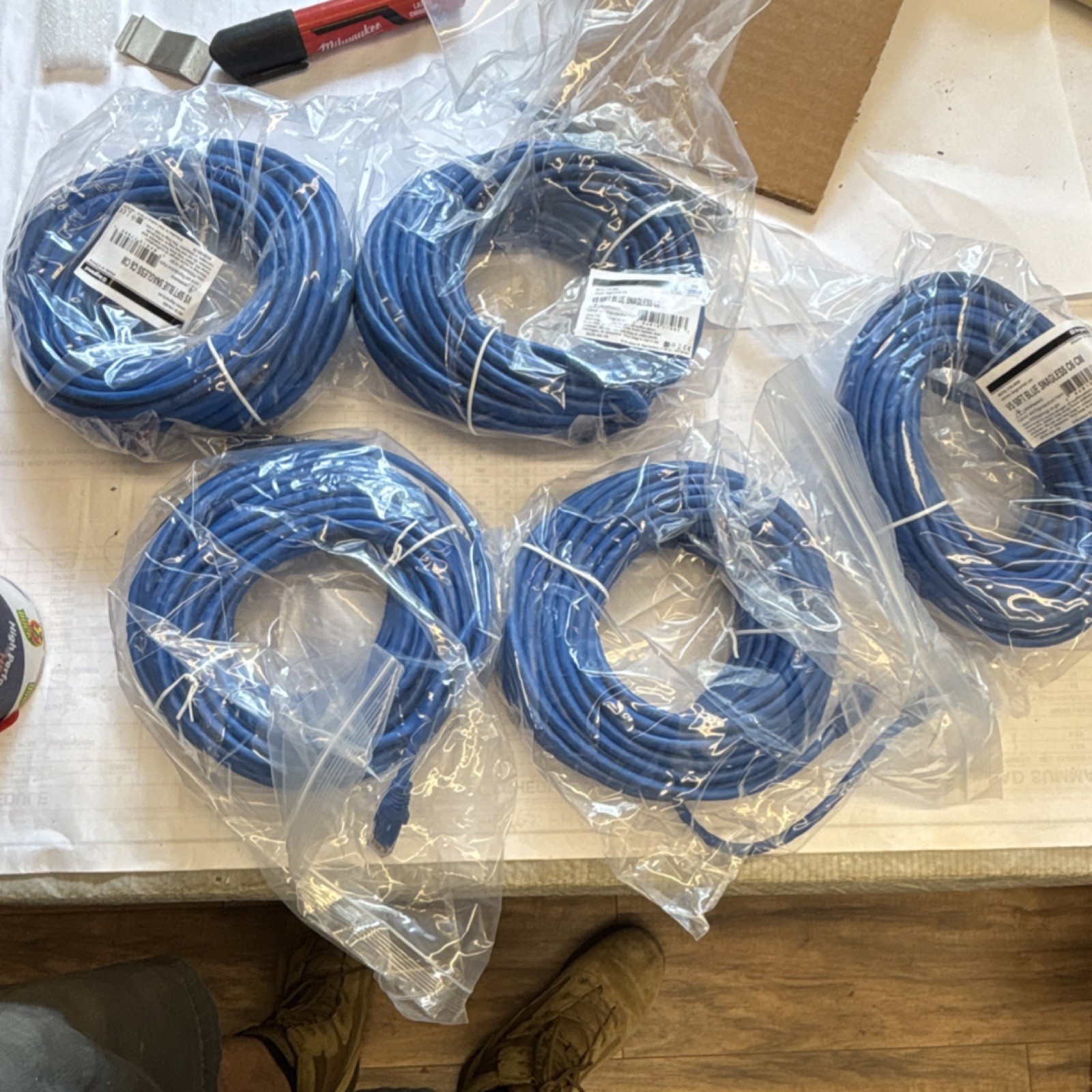 Legrand Cat 6 Ethernet Patch(RJ-45) Snagless Blue Cable 50FT 531-110-050 (QTY 5)